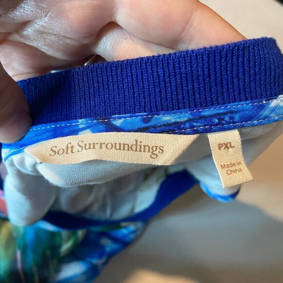 Soft Surroundings Women PXL Penelope Maxi Dress Tropical Sleeveless Floral Palm - Picture 5 of 9